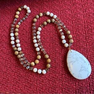 Mojave Desert stone handmade pendant necklace amazonite beads neutral minimalist